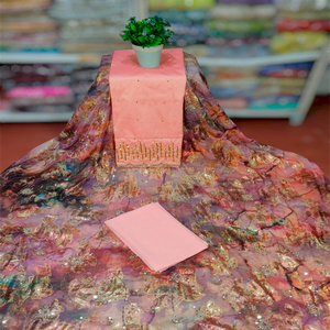 Nuevo Conjunto de Vestido de Tela Jacquard Indio de Moda, Ligero, en Varios Colores Naturales para Bodas y Ocasiones Especiales - Product Image 5