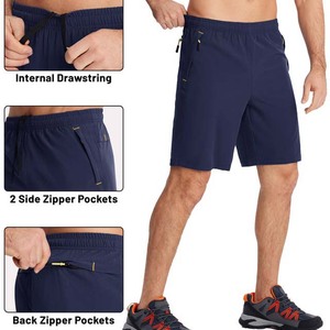 กางเกงขาสั้นเอวยางยืดแบบขายส่ง มีกระเป๋า ผ้าโพลีเอสเตอร์/คอตตอน แห้งเร็ว ระบายอากาศดี เหมาะสำหรับออกกำลังกาย กางเกงลำลองผู้ชายสำหรับฤดูร้อน วิ่งได้ - Product Image 6