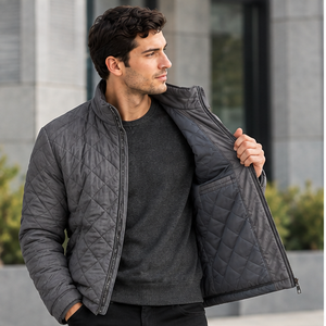 Veste coupe-vent grise à capuche pour homme, fermeture éclair, coupe-vent, respirante, séchage rapide, décontractée, pour l'automne, en polyester, coupe régulière - Product Image 3