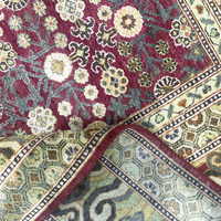 Handgeknüpfter Woll- und Seidenteppich im traditionellen botanischen Stil, purpurrot und gold, 3 x 4,2 Meter, Luxusteppich