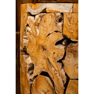 Table basse ARTERRA de luxe, motif grain de bois unique, faite à la main, robuste, durable, intemporelle, rustique, en racine de teck cylindrique - Product Image 2