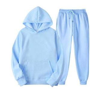 Wholesale Pink 2 Piece Set Women Men <b>Hoodies</b> Joggers Tracksuit Custom Logo <b>Plain</b> Pullover Sweatpants Fleece Sweatsuit Sportswear - Product Image 5