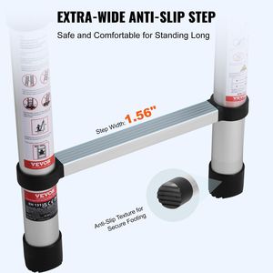 Scala Telescopica in Alluminio Leggera da 8,5 Piedi con Retrazione a Pulsante Singolo, Scala Pieghevole con Capacità di 375 Libbre - Product Image 3