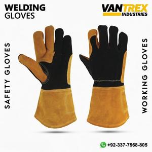 Gants de Soudure en Cuir VANTREX INDUSTRIES Respirants, Longueur Coude, Résistants aux Piqûres et Thermiquement Isolants, Jaune et Noir - Product Image 5