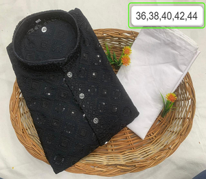 Conjunto de kurta y pijama de rayón tradicional para hombre con diseño tejido subtil, ideal para bodas, fiestas y ocasiones informales. - Product Image 1