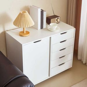 5-<b>Drawer</b> White Wood Office Storage Cabinet Adjustable Shelf Wheels Printer Stand Home <b>File</b> Cabinets - Product Image 6