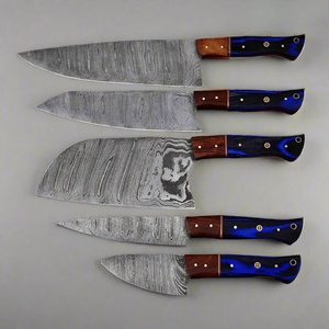 Handmade 67-Layer Damascus Steel Chef's <b>Knife</b> Set 5-Piece Ambidextrous Wood Handles Eco-Friendly <b>Kitchen</b> & BBQ <b>Knives</b> - Product Image 4