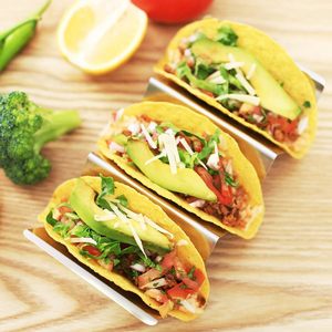 Support à tacos en acier inoxydable au design moderne et écologique, avec assiettes et séparateurs anti-déversement, ensemble de service multi-barres pour la vente en gros - Product Image 5