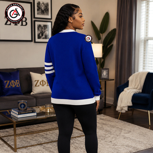 Zeta Phi Beta Winter Acrylic Embroidered Button Women's <b>Cardigan</b> | ZOB Sorority Custom Vintage Anti-Wrinkle <b>Cardigan</b> <b>Sweater</b> - Product Image 2