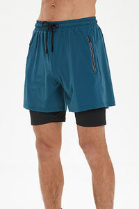 Men's Solid Color Quick Dry 180g Heat-Transfer Printed Polyester Sport <b>Shorts</b> Mid Waist Drawstring Closure Knitted Fabric Side - Product Image 3