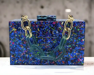 Bolso de mano de fiesta de forma redonda de resina, correa ajustable de piel sintética, bandoleras nupciales para fiesta - Product Image 4