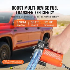 Pompe de transfert de carburant électrique portable 12V DC 5 GPM 1/10 HP avec buse de remplissage automatique et long bec d'entrée pour transfert de diesel - Product Image 2