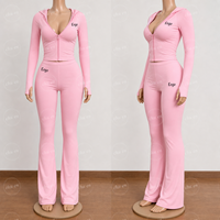 Conjunto de Dos Piezas Sexy de Moda 2026 para Mujer, Top con Cremallera y Capucha con Orificios para los Pulgares y Leggings de Cintura Alta, Conjuntos Deportivos