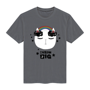 เสื้อยืดคอกลมแขนสั้นสีเทาสำหรับผู้ชายพร้อมลายพิมพ์กราฟิกแมวน่ารักเรนโบว์ดรีมบิ๊ก - Product Image 3