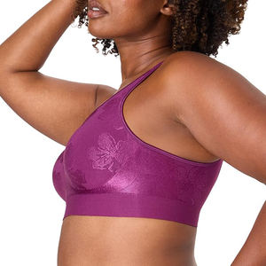 Soutien-gorge de sport dos nageur pour femme avec empiècements en mesh, sans coutures, rembourré, maintien élevé, respirant, séchage rapide, logo personnalisé, tenue de sport - Product Image 2