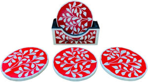 Sous-verre moderne en os incrusté, fait main, de luxe, carré 4x4 pouces, couleur personnalisée, accessoire de décoration de table Tradebyd - Product Image 3