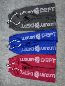 Pantalon de survêtement décontracté de luxe pour homme, taille élastique avec cordon de serrage, léger, en polyester respirant, idéal pour l'été, en nylon - Product Image 3