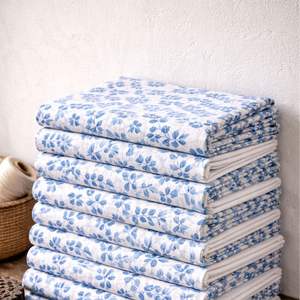 ผ้าฝ้ายแคมบริกพิมพ์ลายด้วยมือแบบ Knnotted Earth |   ลายพิมพ์แบบดั้งเดิมของอินเดีย |   บ้านสิ่งทอที่เป็นมิตรกับสิ่งแวดล้อมและยั่งยืน - Product Image 3