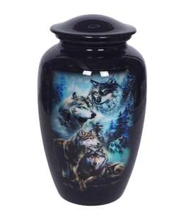 Urne funéraire noire brillante avec motif drapeau américain artistique et sac en velours pour hommage funéraire - Product Image 3