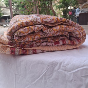 Classic 100% Cotton Solid Organic Eco-Friendly Reversible Hand Block <b>Quilted</b> Luxury Oversized Quilt for Home Hotel Use Rajasthan - Product Image 2