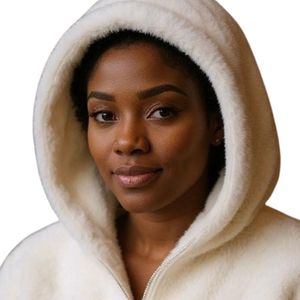 Sudadera con Capucha de Felpa AKA Ivory Cozy, Logotipo Bordado en Rosa, Sudadera de Sherpa para Mujer, Ropa de Hermandad Griega, OEM ODM - Product Image 5