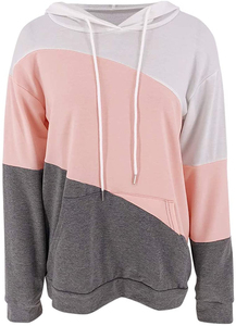 OEM Color <b>Block</b> Hoodies Women's Casual Pullover Long Sleeve Soft Fleece Sweatshirt Drawstring Gym Workout Sportswear Supplier - Product Image 3