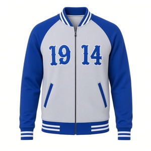 Phi Beta Sigma Heather Gray <b>Royal</b> <b>Blue</b> <b>Men</b> Varsity <b>Jacket</b> with 1914 Embroidery Full Zip Raglan Sleeves Greek Fraternity College - Product Image 4