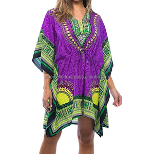 Dashiki Kaftan Made in India <b>Women's</b> Clothing Kaftan Dress Hand Block Print Short Dress From Indian Supplier - Product Image 1