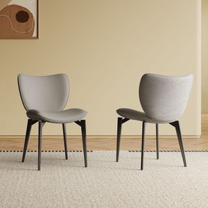 Set di 2 Sedie da Pranzo in Pelle PU Grigia e Metallo dal Design Moderno per Cucina e Sala da Pranzo - Product Image 1