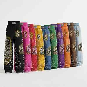 Casual Hip-Hop Style Trendy <b>Red</b> Custom Embroidery Design Streetwear Pants Distressed Hem Comfortable Sweat Pants <b>Men's</b> Canvas - Product Image 1