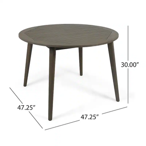 Juego de Comedor de Madera de Teca para Exterior, Mesa Redonda de 4 Plazas con Cojines Azules, Muebles de Jardín Tradicionales, Resistentes a la Intemperie, Madera Maciza - Product Image 4