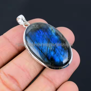 Pendentif en pierres précieuses de qualité supérieure 925 pendentif en argent Sterling cadeau pour les femmes cadeau d'anniversaire pour sa forme anneau Labradorite bijoux - Product Image 6