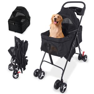 Poussette 3 en 1 pour animaux de compagnie, chiens et chats de petite et moyenne taille, 50 lb, pliable, 4 roues, chariot de jogging - Product Image 1
