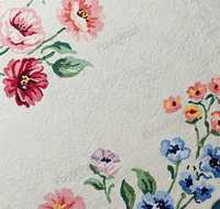 Blumiger Skandinavischer Wollteppich Creme Grüne Blätter Gelbe Blaue Blumen Handgetufteter Plüschteppich mit Hohem Flor Umweltfreundlich Haustierfreundlich