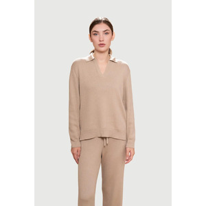 Custom Women's Knit 2 Piece Lounge Set Long Sleeve Polo Sweater & Relaxed Fit <b>Pants</b> - Product Image 2