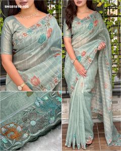 Colección de Blusas de Organza de Alta Calidad con Bordado de Hilo Multicolor y Lentejuelas, Estampado Saree, a Precio de Mayoreo - Product Image 6