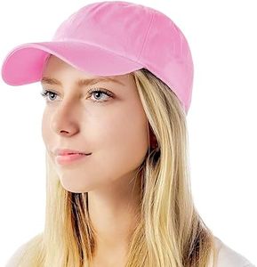 Gorra de Béisbol Unisex Rosa, 6 Paneles, Algodón, Ajustable, Color Sólido, Casual, para Adultos, Primavera/Verano - Product Image 1