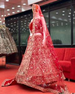 Velvet Bridal <b>Lehenga</b> Choli Embroidered Wedding Dress for Women Festive Indian Outfit With Dupatta - Product Image 2