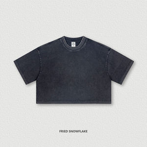 เสื้อยืดผ้าฝ้ายทอสีชมพูฟอกย้อมสไตล์วินเทจ 100% เป็นมิตรกับสิ่งแวดล้อม พิมพ์โลโก้ตามสั่ง ทรงหลวม สั้น สำหรับผู้หญิง ใส่ได้ในฤดูร้อน - Product Image 3