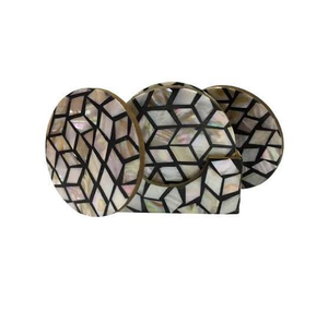 Royal Design MOP Coaster <b>Black</b> And White Pattern For <b>Table</b> Decoration Mother Of Pearl Coaster for Hotel Home <b>Coffee</b> Tea Coaster - Product Image 2