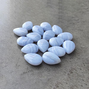 Agate bleue véritable, cabochon en forme de goutte d'eau, poli, pierre précieuse en vrac - Product Image 6