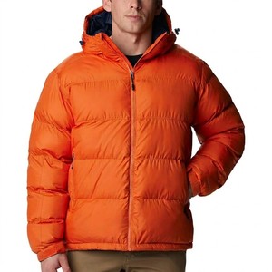 Chaqueta acolchada naranja con capucha para hombre, gruesa, de invierno, con cierre, estilo burbuja, cálida, para exteriores, ropa de calle, moda, prenda exterior - Product Image 1