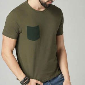 T-shirts en toile pour hommes, col uni, personnalisables, bas de manche flexible, votre propre logo, bordure contrastante, tissu éponge, haute qualité, respirant, manches courtes - Product Image 5