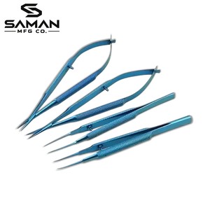 Kit professionnel d'instruments microchirurgicaux ophtalmiques avec micro-pinces et ciseaux à ressort recouverts de titane, ensemble de chirurgie de précision - Product Image 5