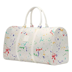 Sac de voyage en toile blanche avec imprimé éclaboussures colorées, poignée supérieure, fermeture éclair, unisexe, grande capacité 36,56 L, pour le sport - Product Image 4