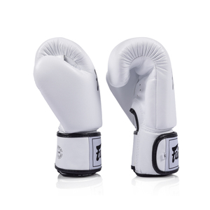 Guantes de Boxeo Profesionales Fairtex Blancos con Correa Personalizada de Nuevo Diseño, 100% Cuero Genuino, Guantes de Combate y Sparring Profesionales - Product Image 2