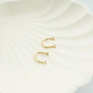 Pendientes de Aro en Forma de U de Oro Blanco de 14K con Diamantes Cultivados en Laboratorio, Pendientes de Aro con Diamantes y Cierre de Rosca, Joyería Fina Elegante y Segura para Mujer - Product Image 4