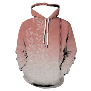 Sweat-shirt à capuche pour homme, imprimé feuilles beige, coupe classique, décontracté, pour l'automne, tricoté, respirant, 100% coton, en molleton - Product Image 3