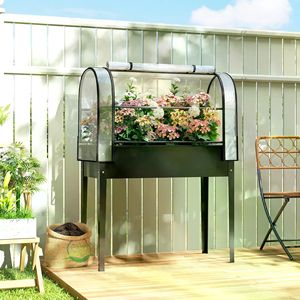 Grande Serra da Giardino Moderna Pop-up in Acciaio Zincato con Telaio in Legno/Acciaio e Materiale in PVC/Vetro per la Crescita delle Piante all'Aperto - Product Image 5