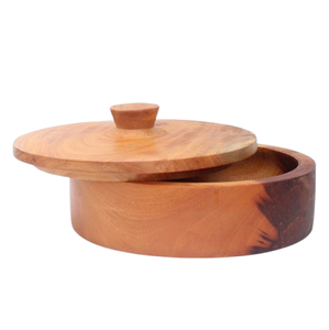 Dark Brown Handmade Wooden Roti <b>Box</b> with Lid Traditional Chapati Storage <b>Container</b> Roti Dabba for Kitchen Storage Dining - Product Image 4